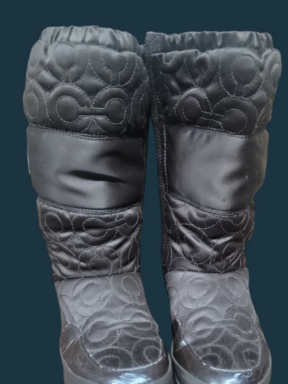 Coach Drexel Quilted Puffer Boots Chocolate Brown Mid Calf Women's Size 7 A7274